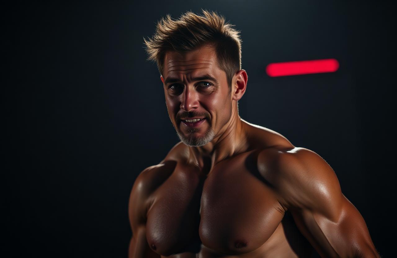 Confident energetic man after using Horseboost